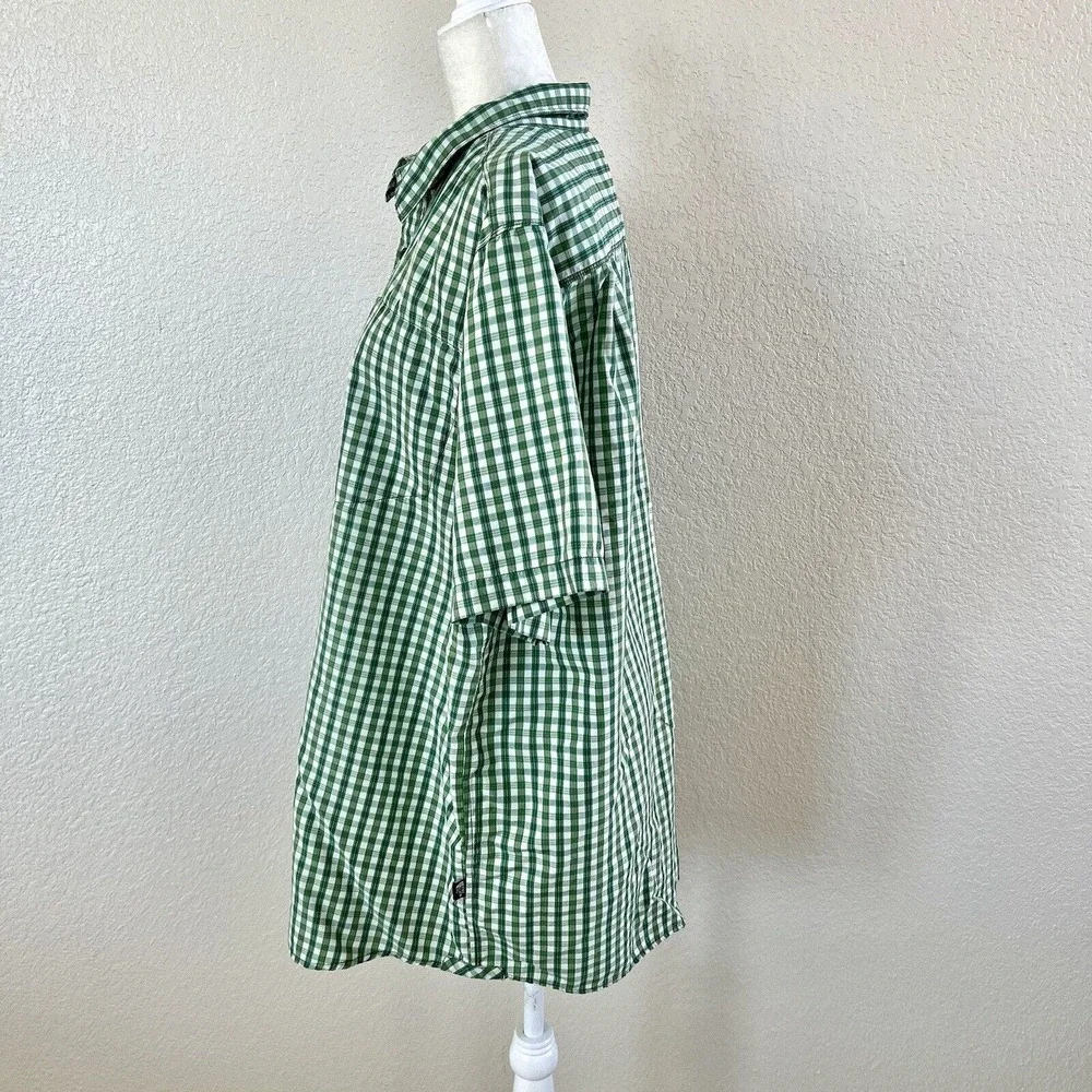 The North Face Shirt Mens XXL Green Plaid Short Sleeve Button Up Outdoor Vented